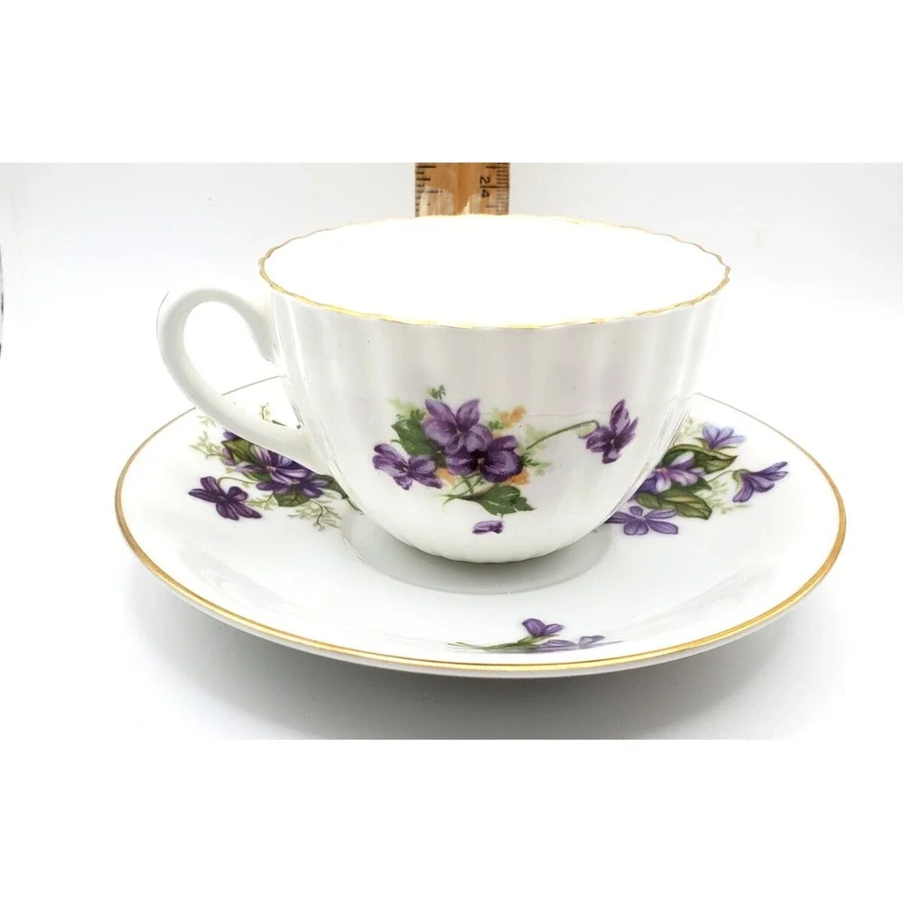 Vintage Radfords England Bone China Teacup & Saucer Violets
